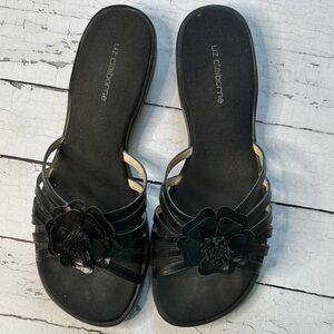 Liz Claiborne Black Floral Sandals